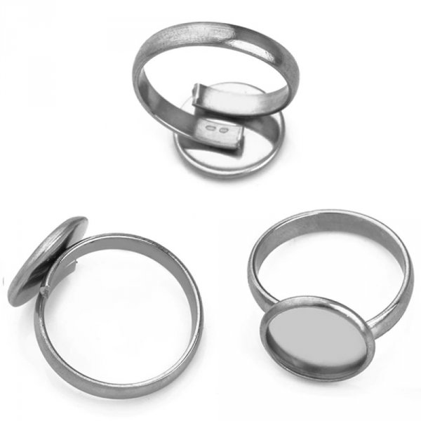 1 ring cabochonhouder 12 mm Zilver N&deg;05