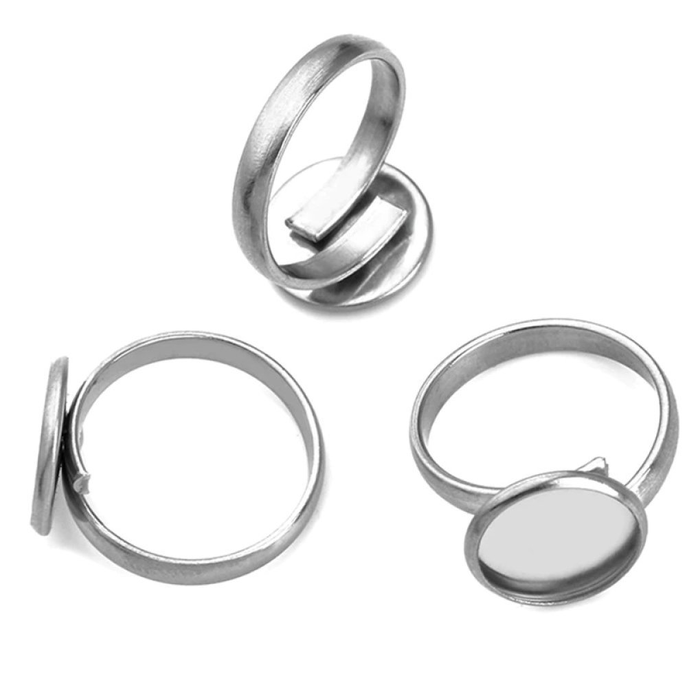 1 ring cabochonhouder 12 mm Zilver N°05