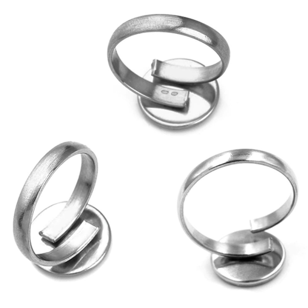 1 ring cabochonhouder 12 mm Zilver N°05