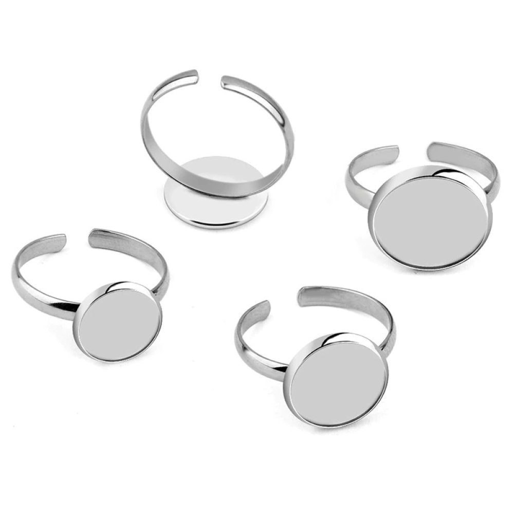 1 ring cabochon houder 12 mm Zilver N°06