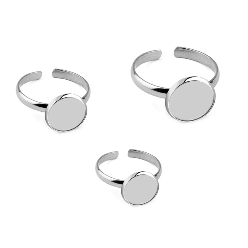 1 ring cabochon houder 12 mm Zilver N°06