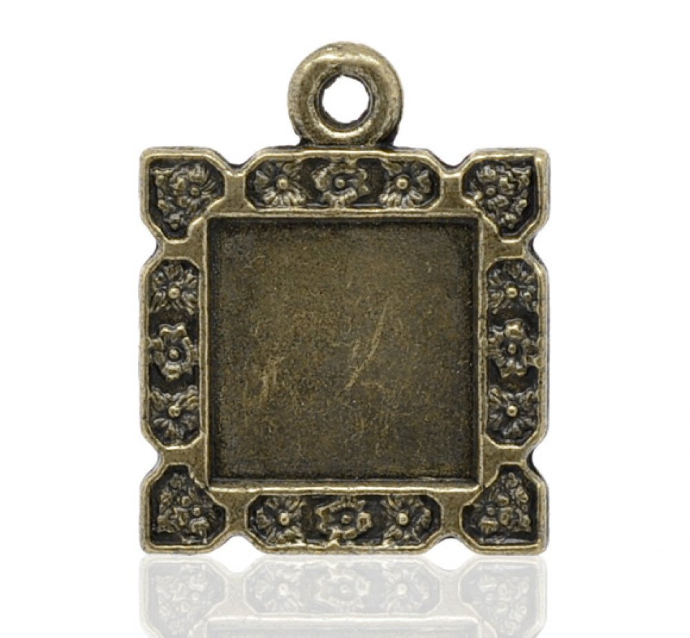 1 vierkante cabochonhouder N°01 Brons