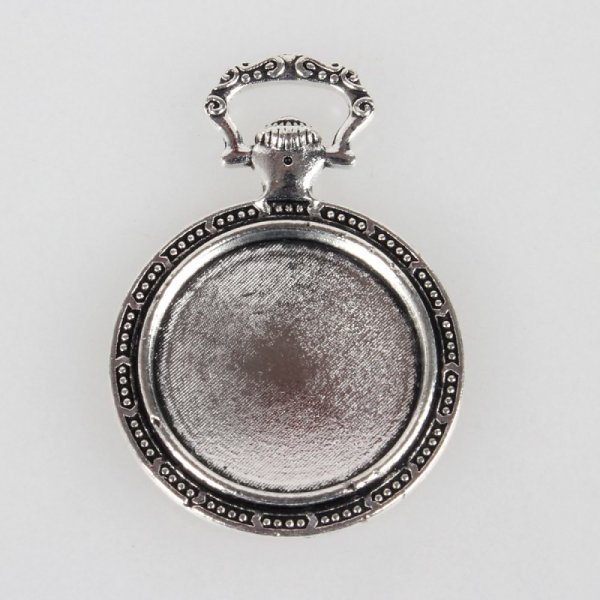 1 cabochon houder 20mm zilveren zakhorloge, cabochon hanger 74AS