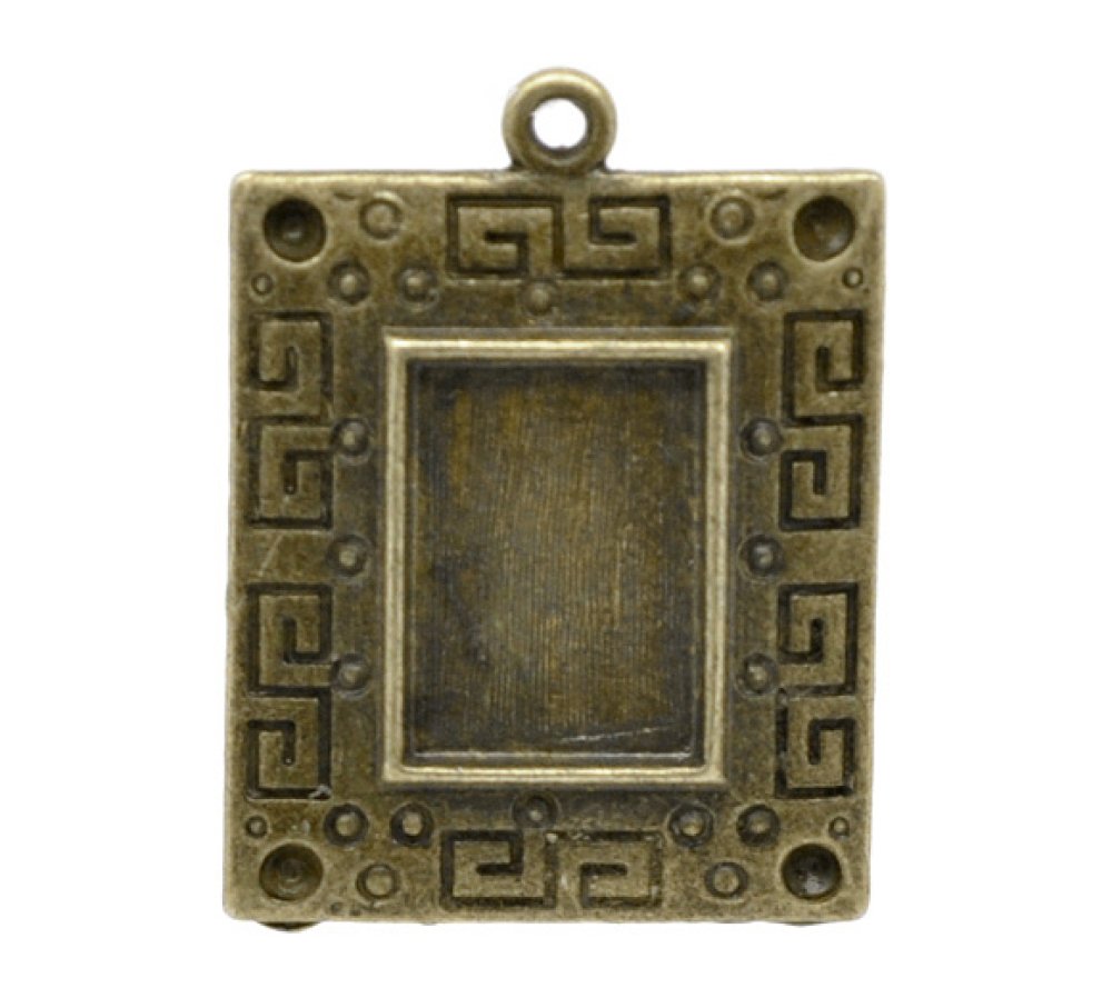 1 rechthoekige cabochonhouder N°01 Brons