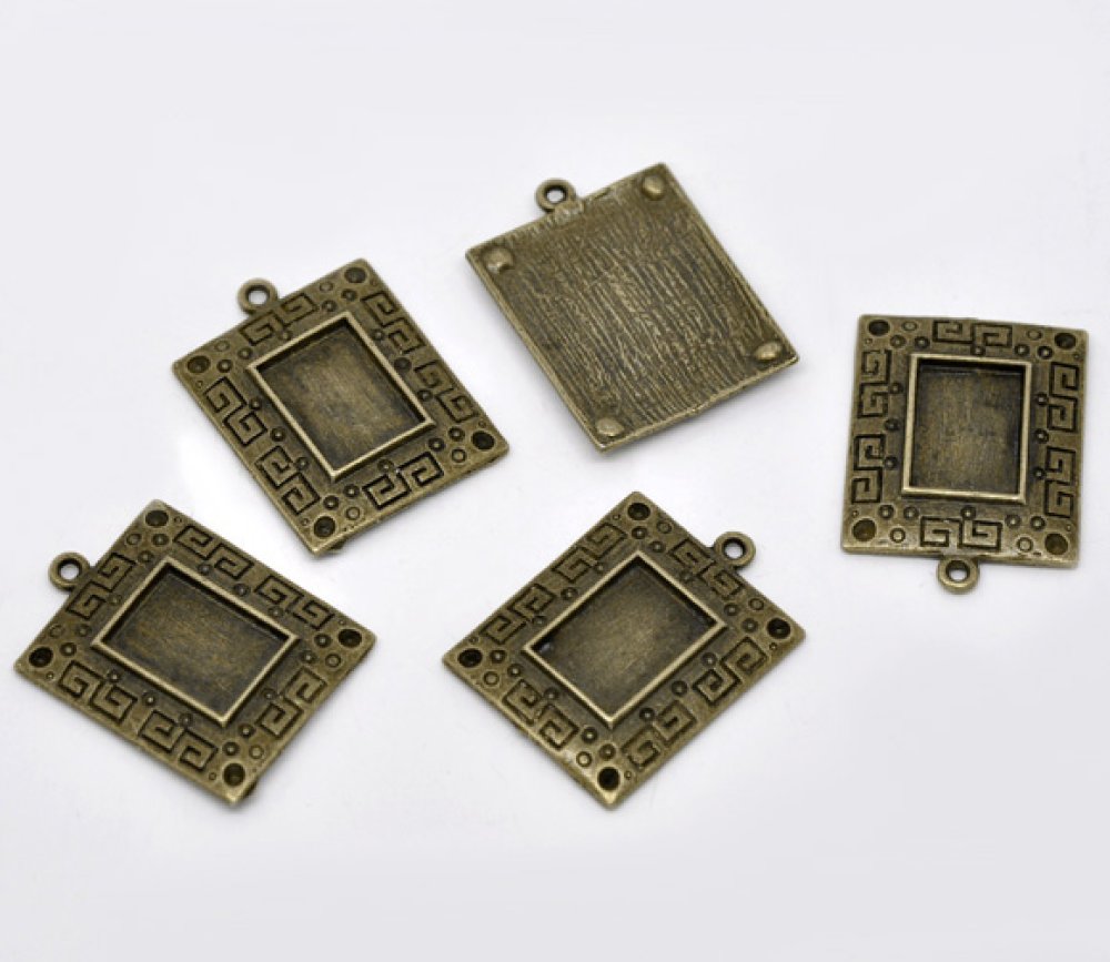 1 rechthoekige cabochonhouder N°01 Brons