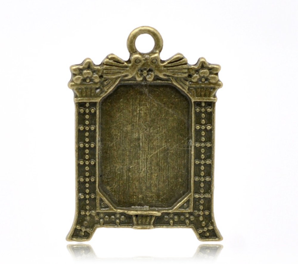 1 rechthoekige cabochonhouder N°02 Brons