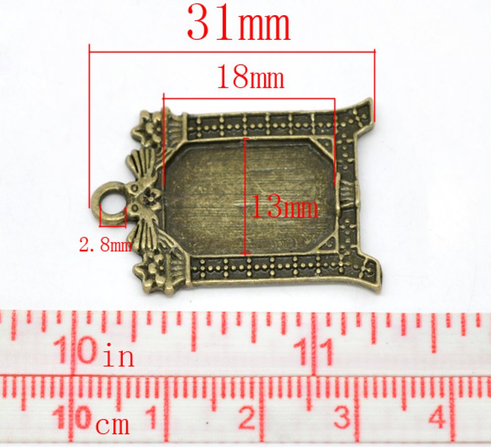 1 rechthoekige cabochonhouder N°02 Brons