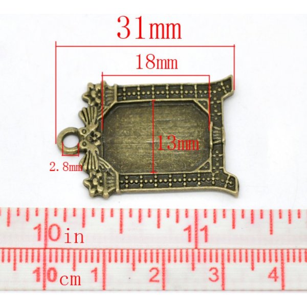 1 rechthoekige cabochonhouder N&deg;02 Brons