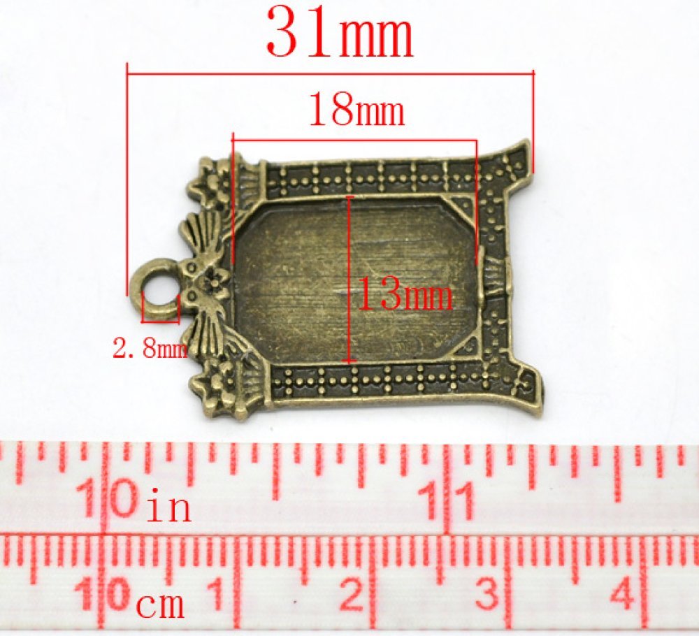 1 rechthoekige cabochonhouder N°02 Brons