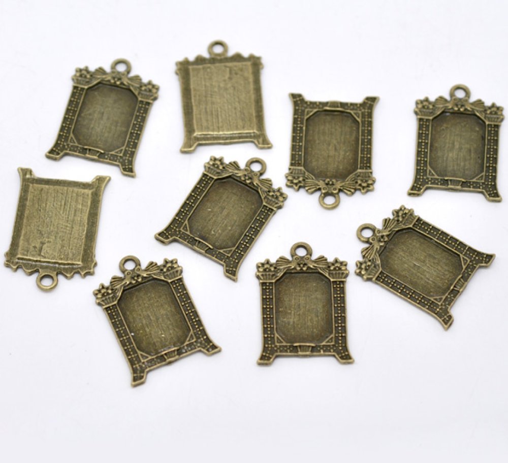 1 rechthoekige cabochonhouder N°02 Brons