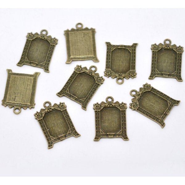 1 rechthoekige cabochonhouder N&deg;02 Brons