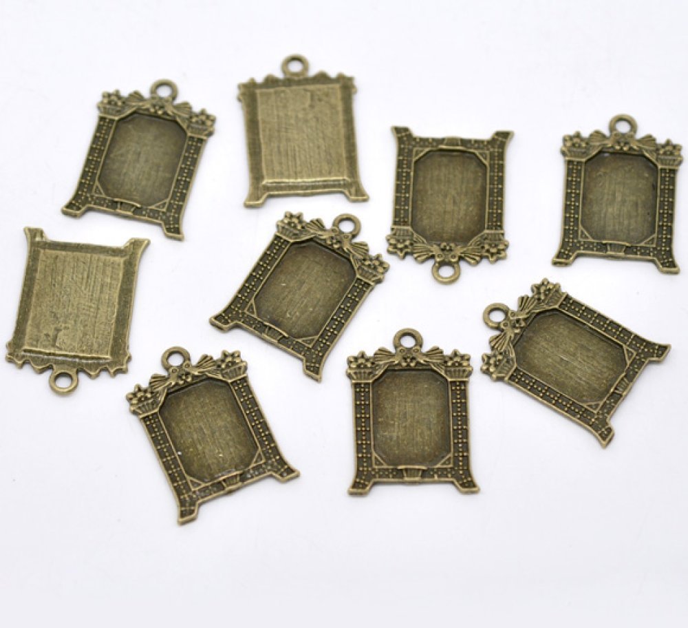 1 rechthoekige cabochonhouder N°02 Brons