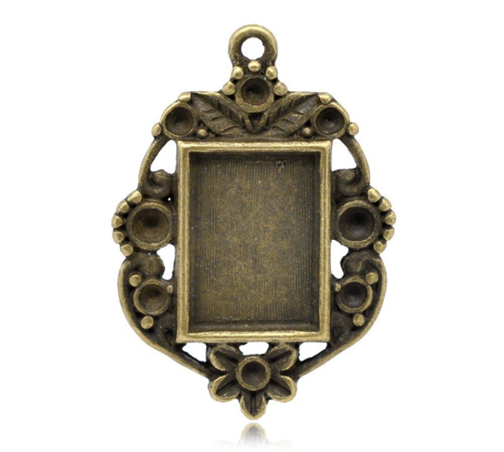 1 rechthoekige cabochonhouder N°03 Brons