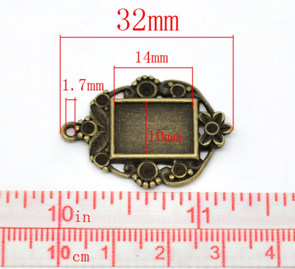 1 rechthoekige cabochonhouder N°03 Brons