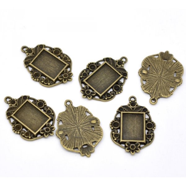 1 rechthoekige cabochonhouder N&deg;03 Brons