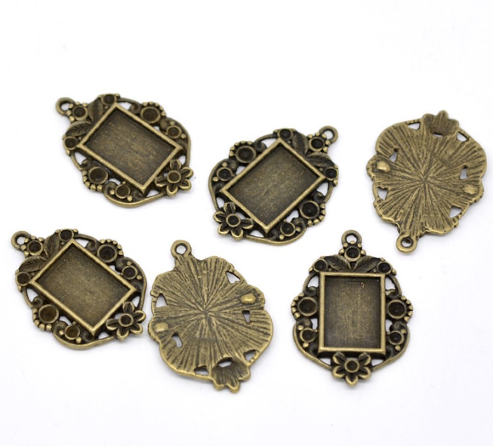 1 rechthoekige cabochonhouder N°03 Brons