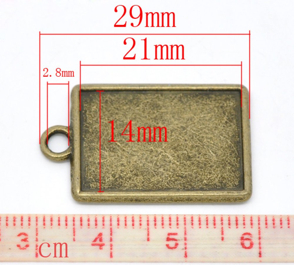 1 rechthoekige cabochonhouder N°04 Brons