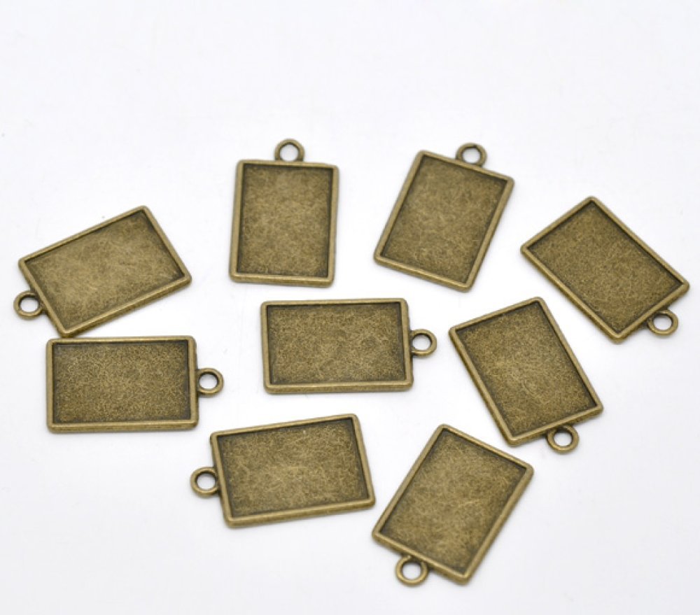1 rechthoekige cabochonhouder N°04 Brons