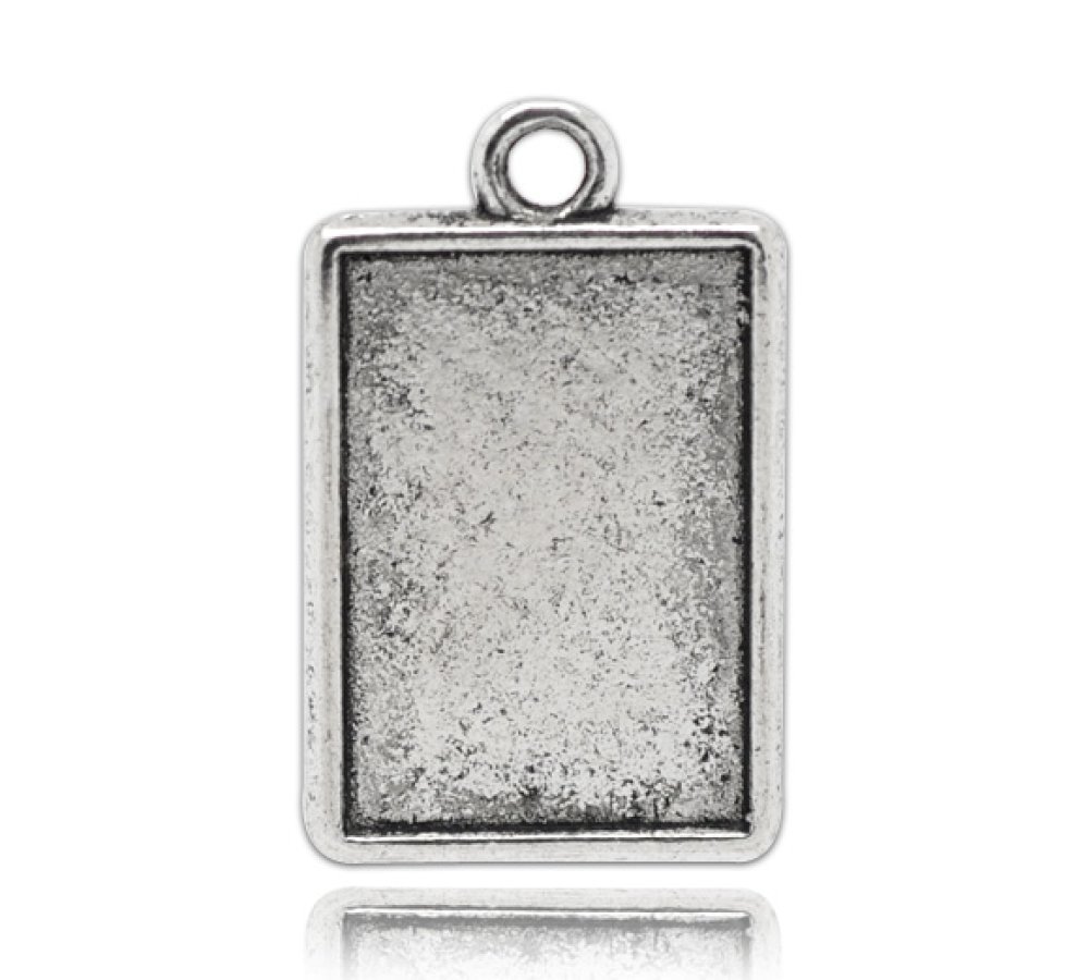 1 rechthoekige cabochonhouder N°04 Zilver