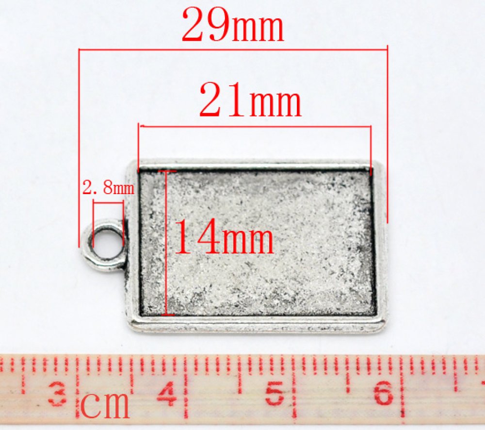 1 rechthoekige cabochonhouder N°04 Zilver