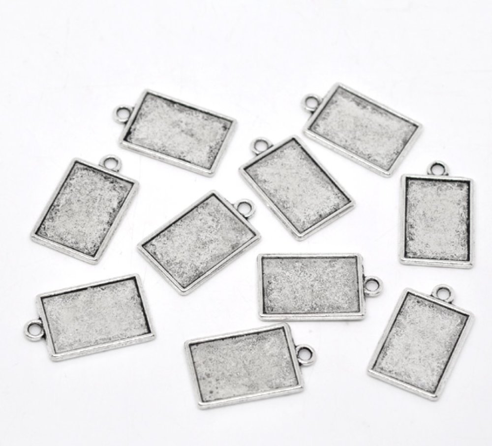 1 rechthoekige cabochonhouder N°04 Zilver