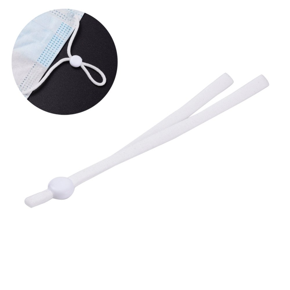 20 Witte Elastische Koordbanden met Verstelbare Gesp voor Masker.