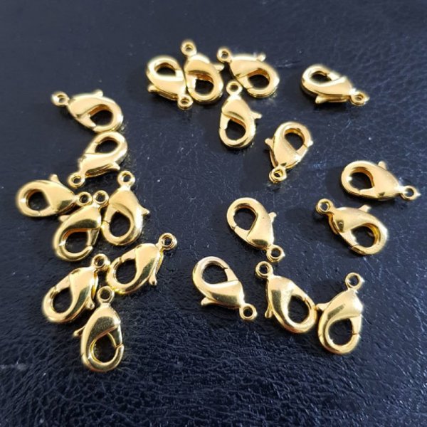 20 karabijnhaken 12 x 07 mm goud.