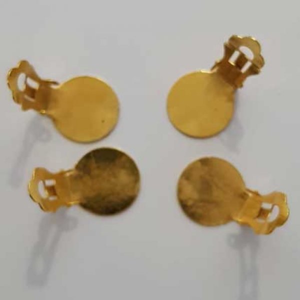20 Oorbelhouders Clips Plateau 15 mm Goud