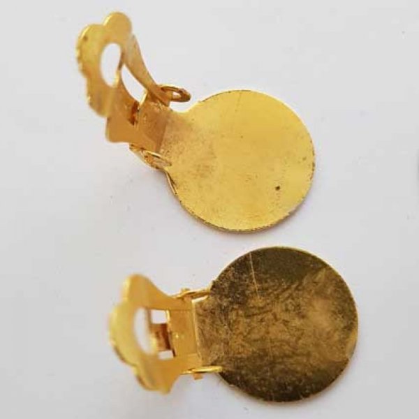 20 Oorbelhouders Clips Plateau 15 mm Goud