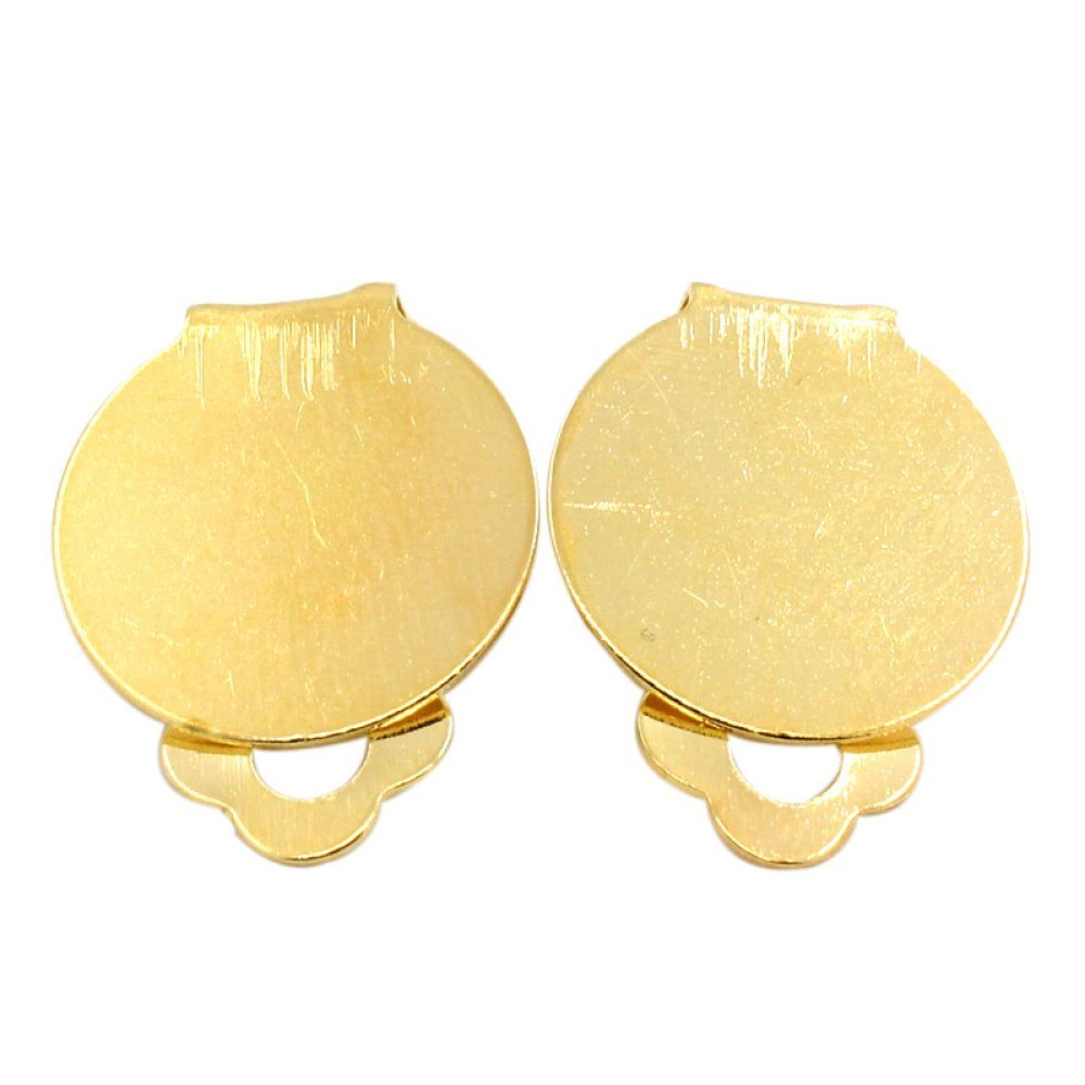 20 Oorbelhouders Clips Plateau 15 mm Goud