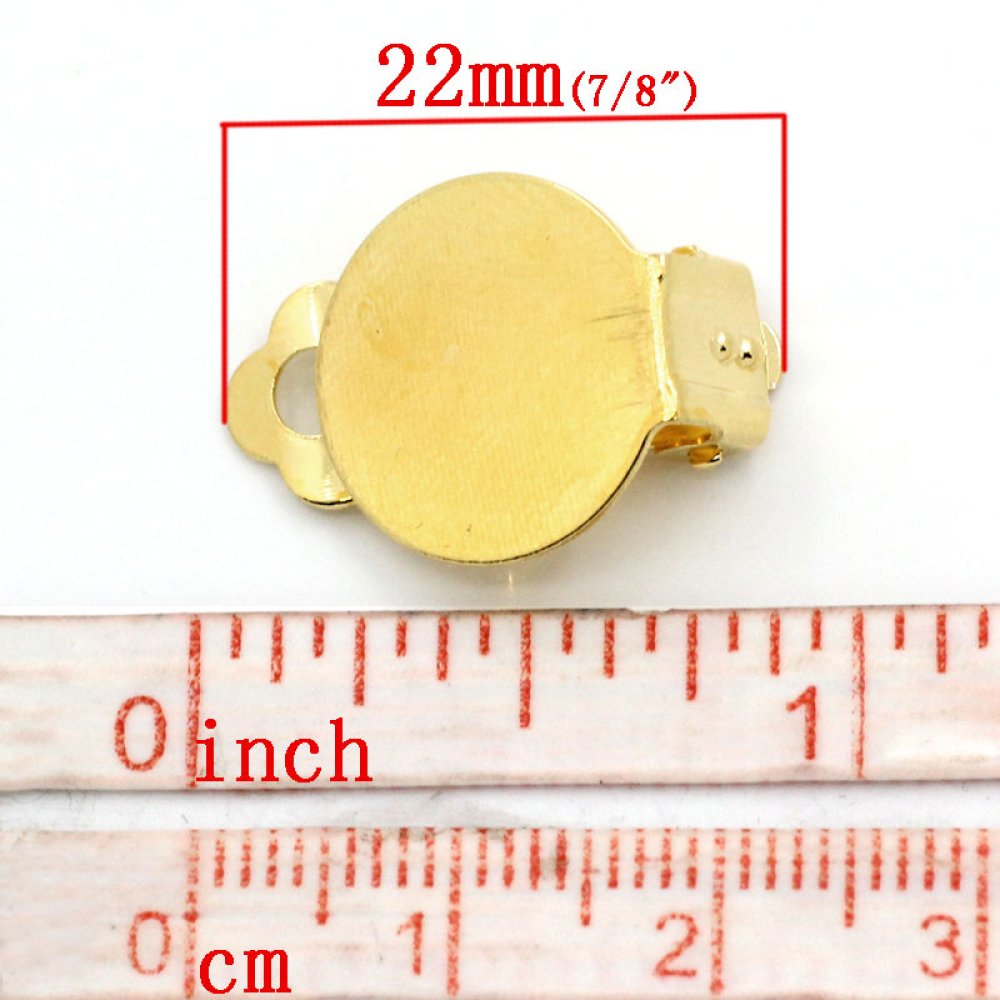 20 Oorbelhouders Clips Plateau 15 mm Goud