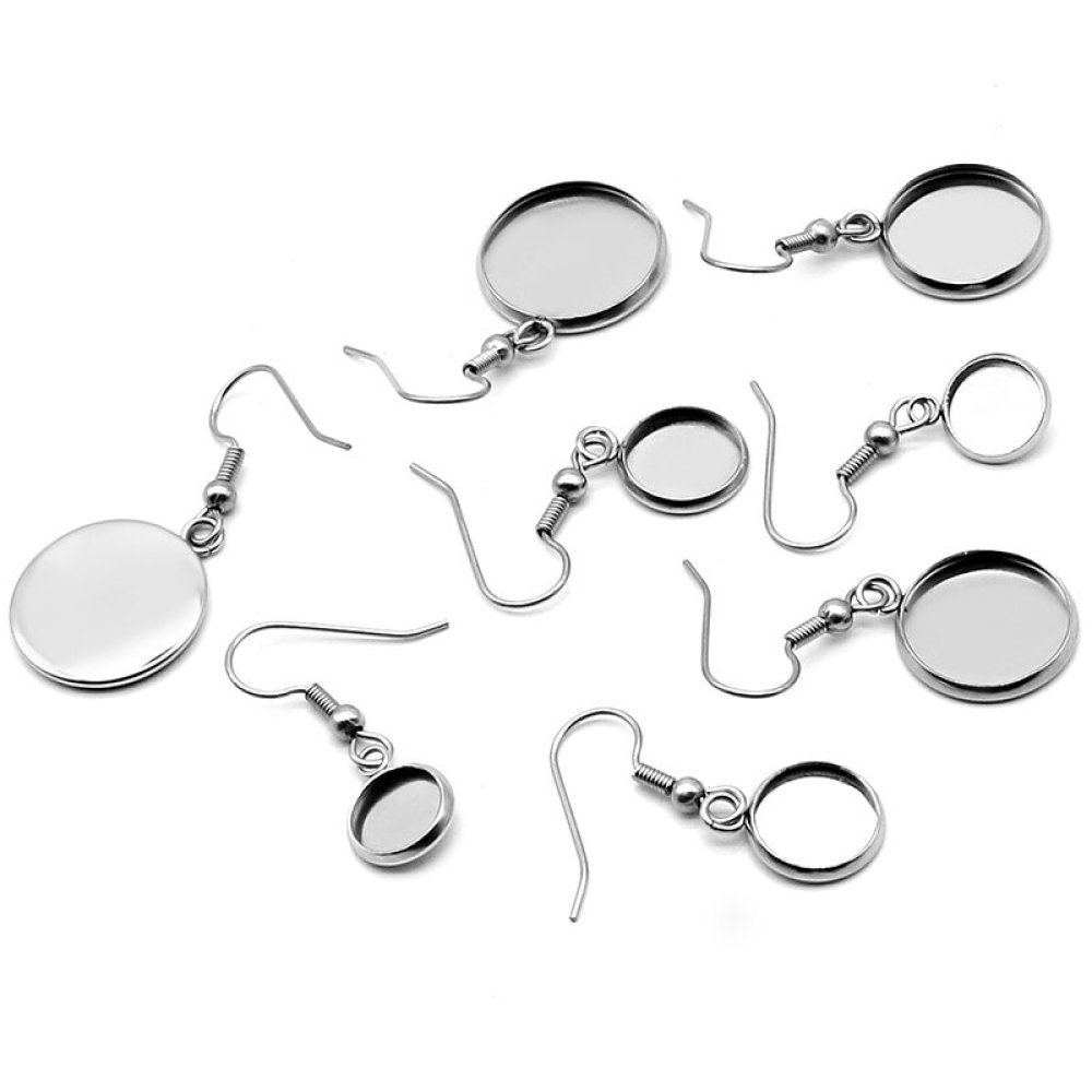 20 oorbelhouders 12 mm N°06 Verouderd Zilver