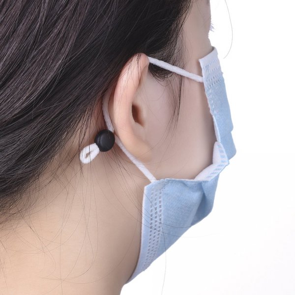 2 zwarte elastische koordbanden met verstelbare gesp voor maskerbevestiging