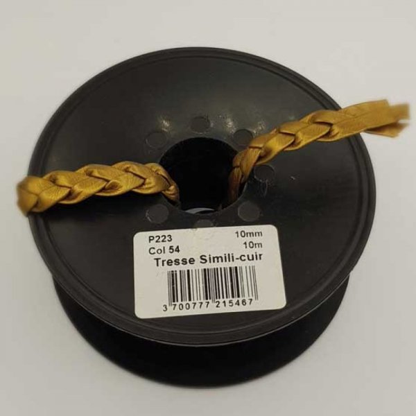 2 M Lani&egrave;re simili cuir tress&eacute; 10 mm Or