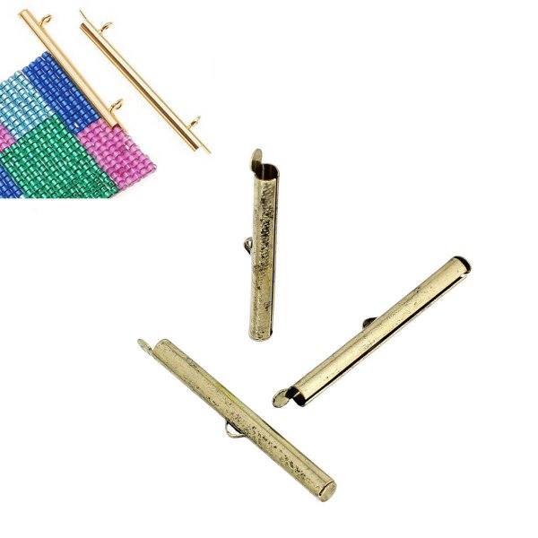 2 sluitingen eindkapjes koper buizen antiek brons kleur 40x6mm-72433 