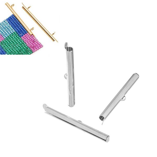 2 koperen buisklemmen 40x6mm, helder zilverkleurig-72435 