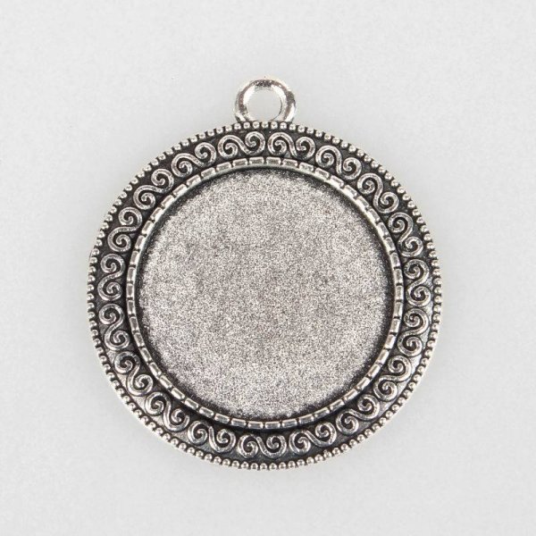 2 x 25mm zilveren cabochonhouders, cabochonhangers 52AS 