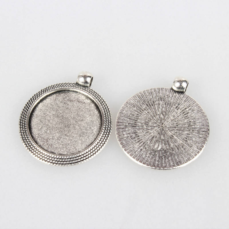 2 x 25mm zilveren cabochonhouders, cabochonhangers 71AS