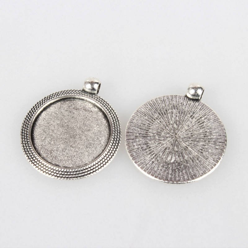 2 x 25mm zilveren cabochonhouders, cabochonhangers 71AS