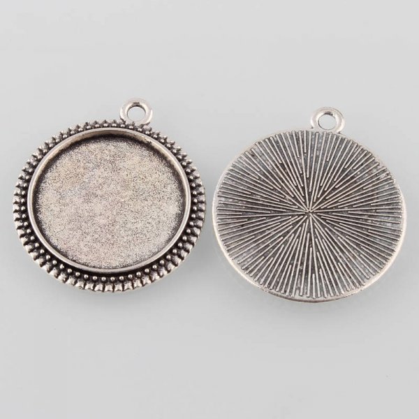 2 x 20mm zilveren cabochonhouders, cabochonhangers 34AS 