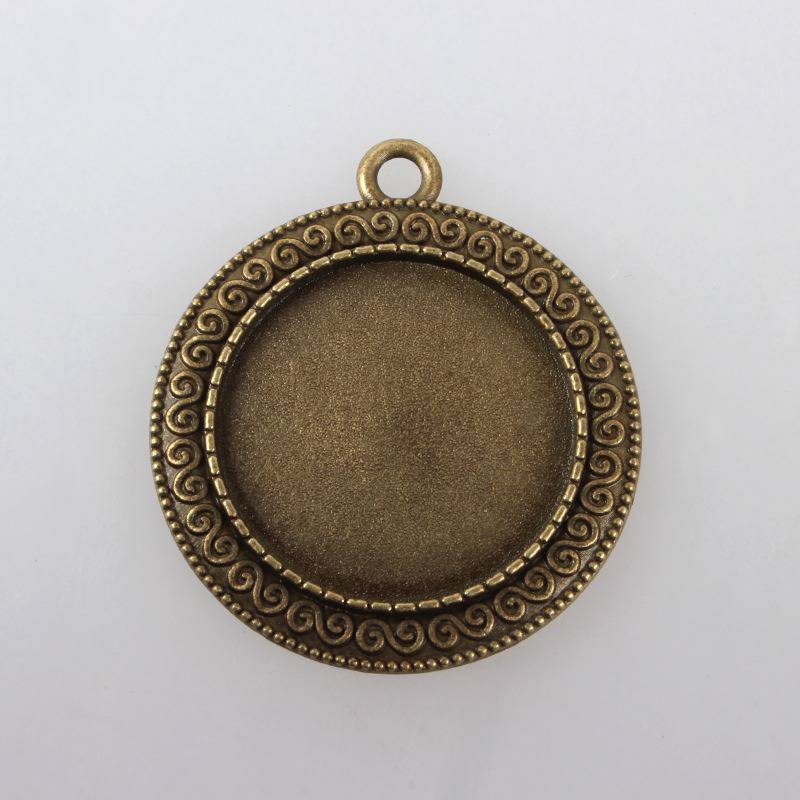 2 x 25mm bronzen cabochonhouders, cabochonhangers 119AB 