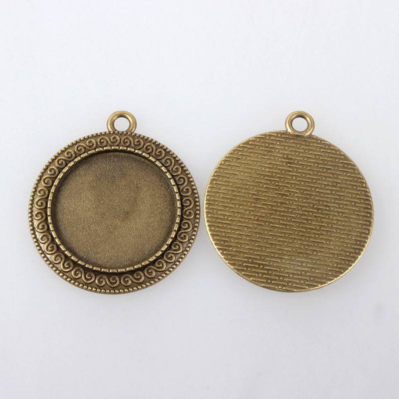 2 x 25mm bronzen cabochonhouders, cabochonhangers 119AB 