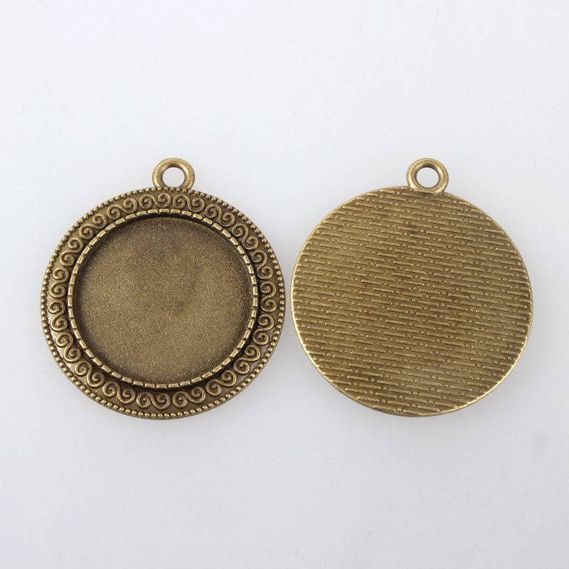 2 x 25mm bronzen cabochonhouders, cabochonhangers 119AB 