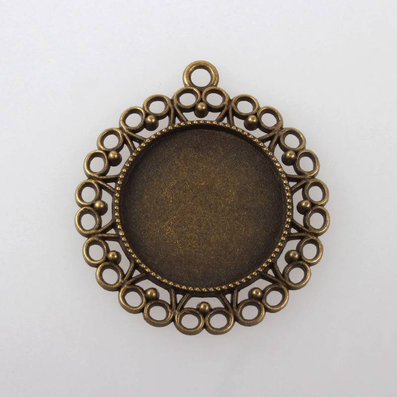 2 x 25mm bronzen cabochon houders, cabochon hangers 118AB 