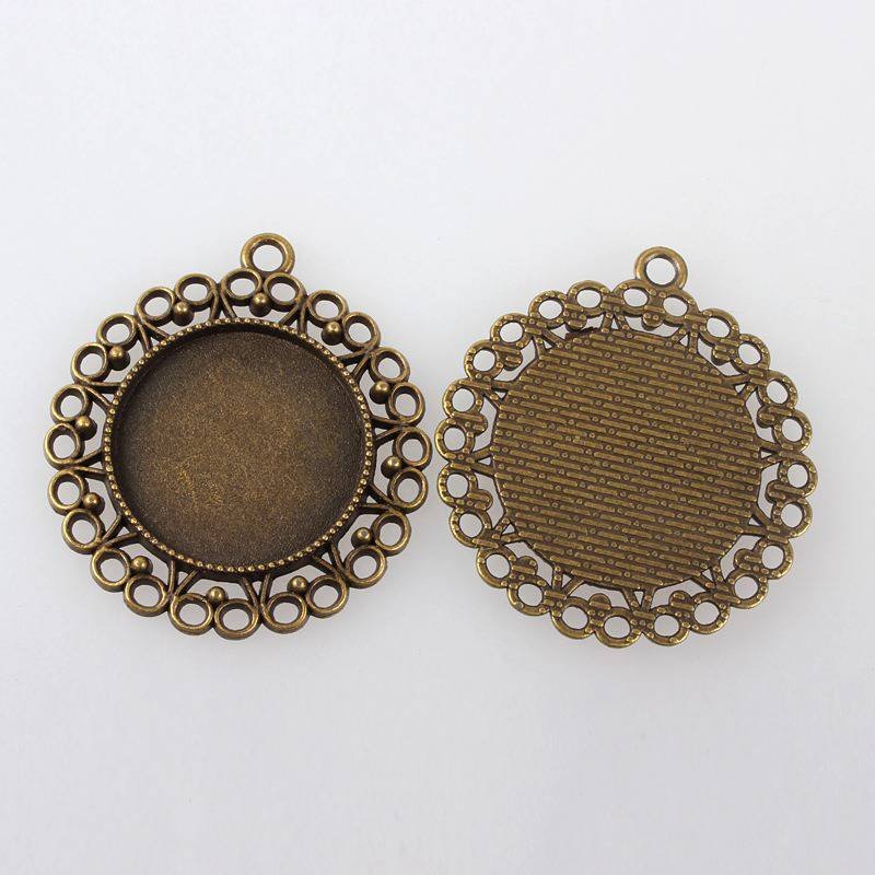 2 x 25mm bronzen cabochon houders, cabochon hangers 118AB 