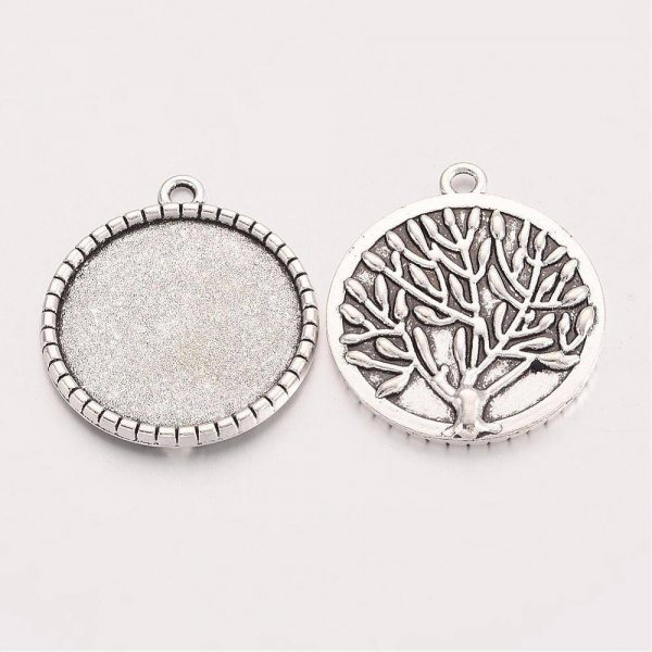 2 x 25mm zilveren cabochon houders, cabochon hangers 19AS-RS 