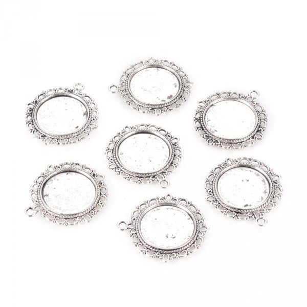 2 x 20mm zilveren cabochonhouders, cabochonhangers 15290AS