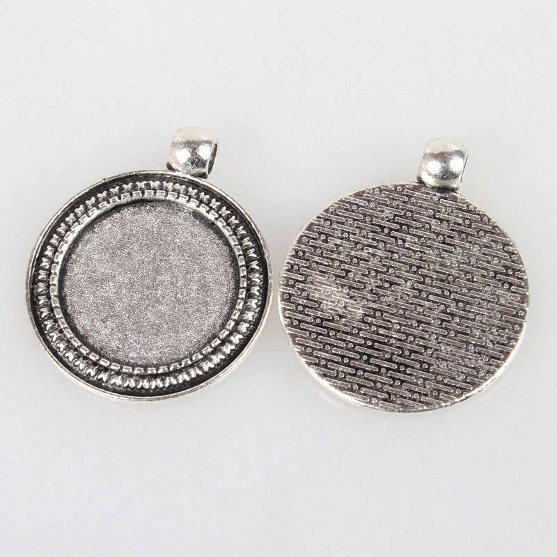 2 x 20mm zilveren cabochonhouders, cabochonhangers 07AS 