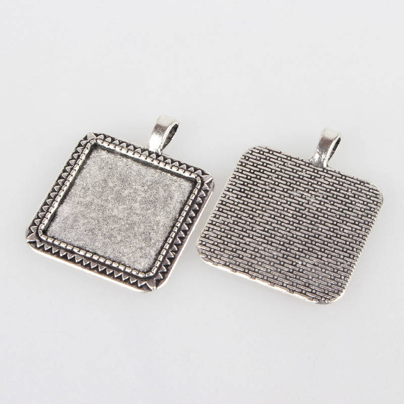 2 x 25mm zilveren cabochonhouders, cabochonhangers 05AS 