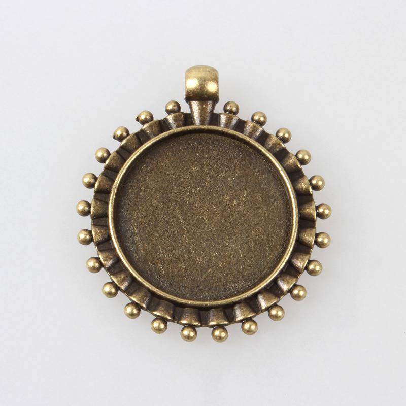2 x 25mm bronzen cabochonhouders, cabochonhangers 84AB 